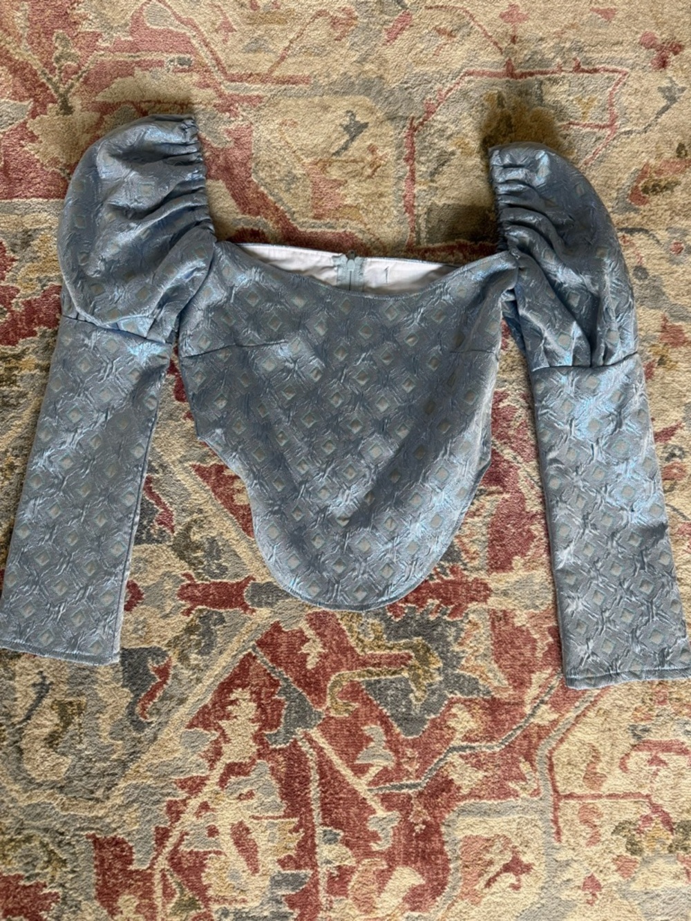 Olivia Rose the Label The Bonnie Bustier In Blue Silk Brocade